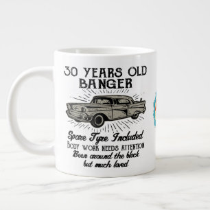 Caneca De Café Grande Engraçado aniversário de 30 anos, Retrocetro Car