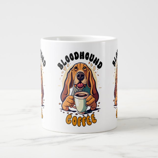 Caneca De Café Grande Engraçado bebendo de cão Sanguíneo, Especialidade  (Frente)