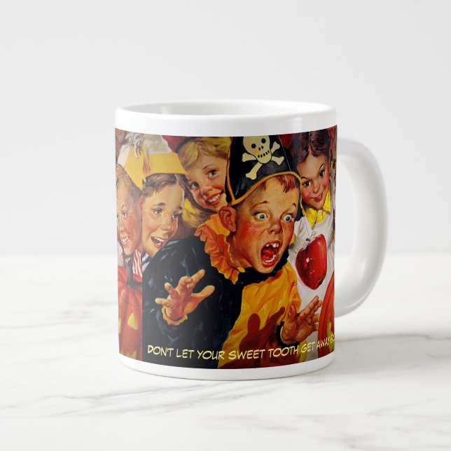 Caneca De Café Grande Engraçado Bobbing Acidente Halloween Jumbo Mug (Frente Esquerda)