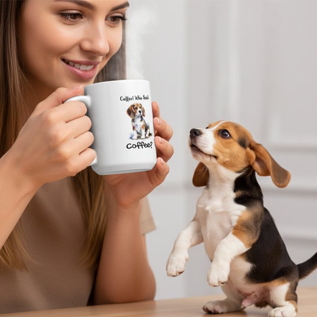 Caneca De Café Grande Engraçado BROWN 'Café' Beagle Personalizar (Criador carregado)