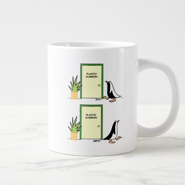 Caneca De Café Grande Engraçado Cartoon Penguin Cosmético Cirurgião Plás (Direita)