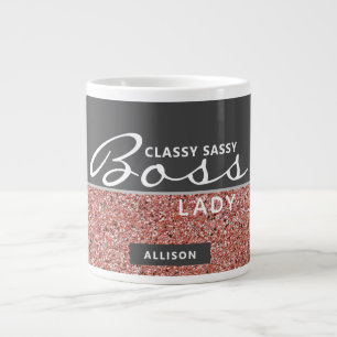 Caneca De Café Grande Engraçado Chefe Lady Rosa, Dourada Link