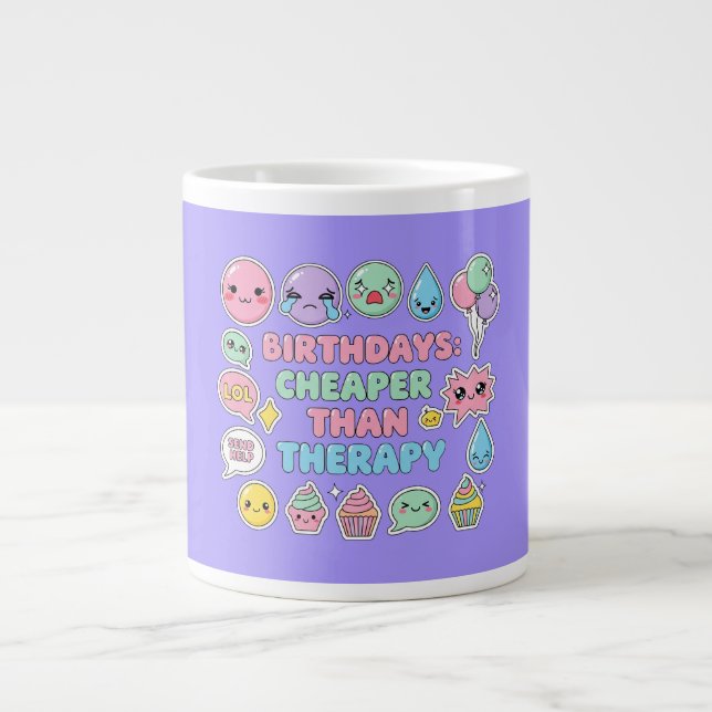 Caneca De Café Grande Engraçado Emoji Birthday Cote Gráfico (Frente)