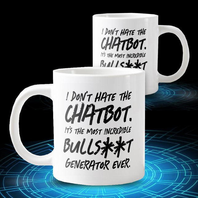 Caneca De Café Grande Engraçado eu não odiar o Chatbot... (Funny I Don't Hate the Chatbot ... Jumbo Coffee Mug Cover Photo)