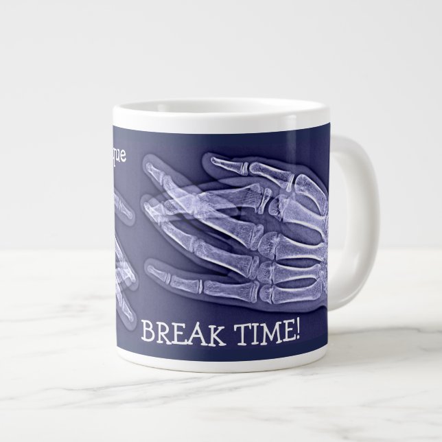 Caneca De Café Grande Engraçado Finger Xray "Break Time" (Frente Esquerda)