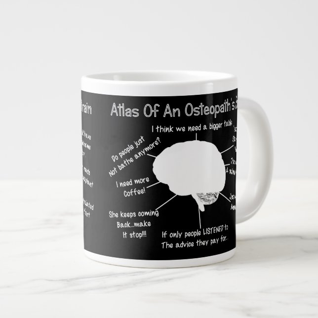 Caneca De Café Grande Engraçado Osteopath Médico Cérebro Mug (Frente Esquerda)