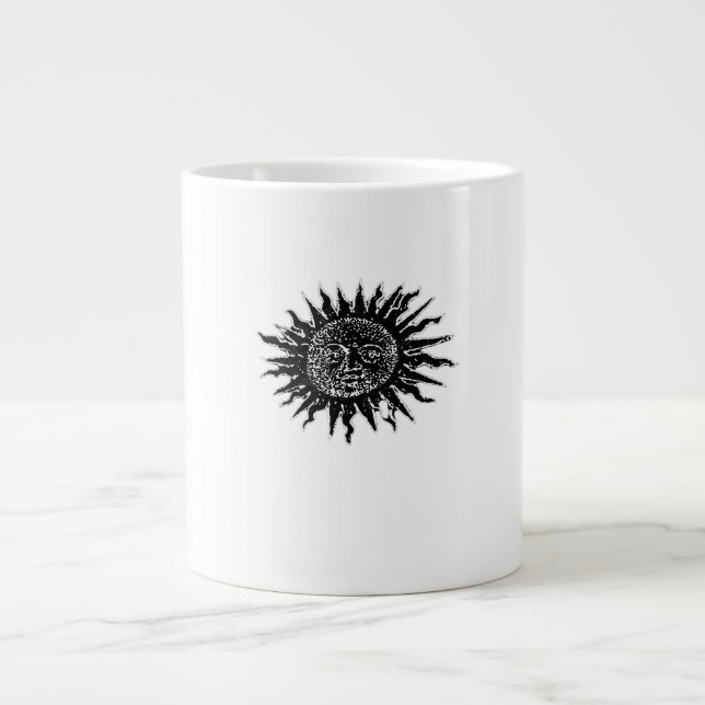 Caneca De Café Grande Engrenagem ao Sol Medieval - Estética Whimsigoth - (Frente)