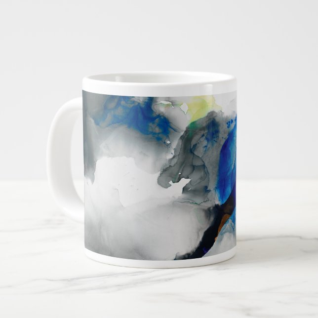Caneca De Café Grande Ephemeral - Azul e Cinza (Frente Esquerda)