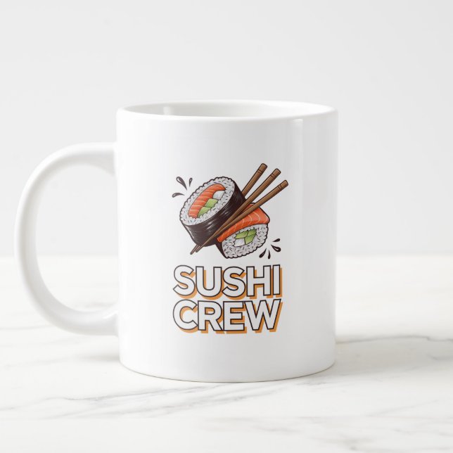 Caneca De Café Grande Equipe de Sushi (Esquerda)