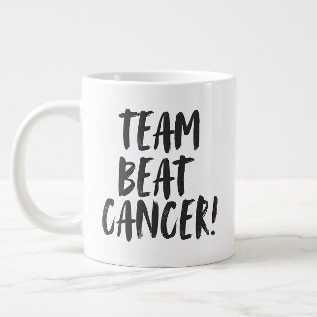 Caneca De Café Grande Equipe Derrota o Câncer | Itens de Presente de Pac (Esquerda)