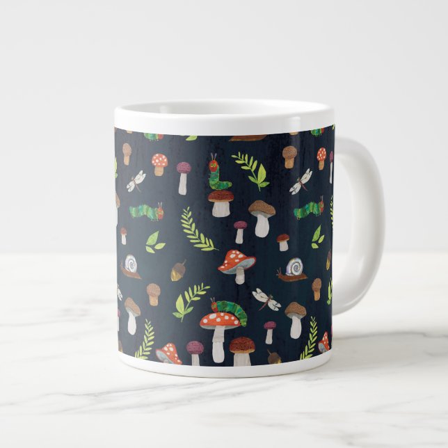 Caneca De Café Grande Eric Carle | Padrão de insetos e Cogumelos (Frente Esquerda)