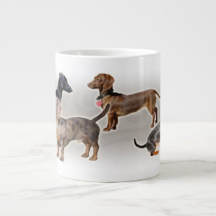 Caneca De Café Grande Eridox dachshund colage jumbo