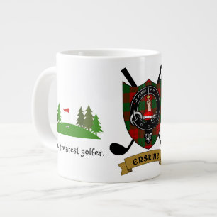 Caneca De Café Grande Erskine Clan Crachá e Tartan Golf Personalizado