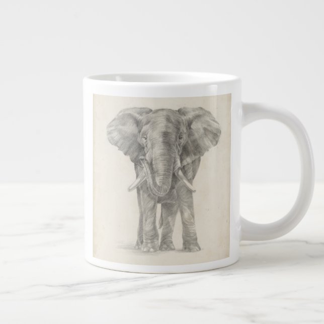 Caneca De Café Grande esboço elefante (Direita)