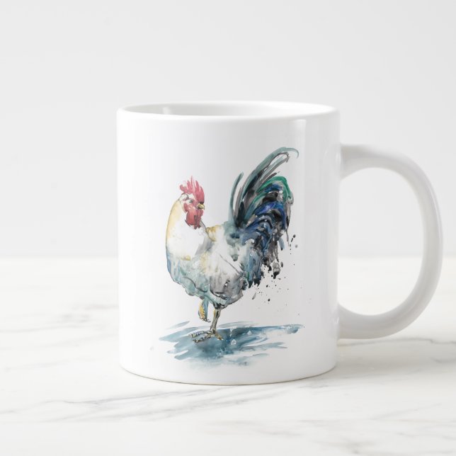 Caneca De Café Grande Escala de Rooster - Cor da Água (Direita)