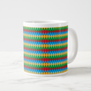 Caneca De Café Grande Escalopes Geométricas Amarelas Azuis Verdes e Verm