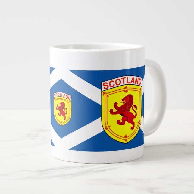 Caneca De Café Grande Escócia, Leão Rampant, Bandeira Antiga da Escócia (Frente Esquerda)