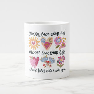 Caneca De Café Grande Escolha o Amor em vez do Ódio e do Medo. Presente