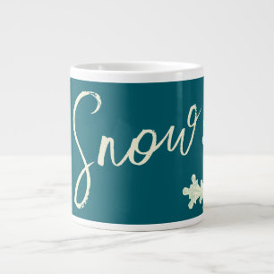 Caneca De Café Grande Escrita em neve, ardósia azul e inverno elegante d