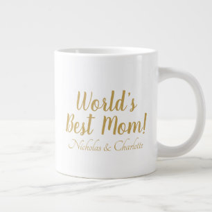 Caneca De Café Grande Escrito personalizado em ouro da Melhor Mãe, boni
