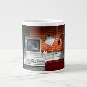 Caneca De Café Grande Escritório clássico dos anos 1980 com computador