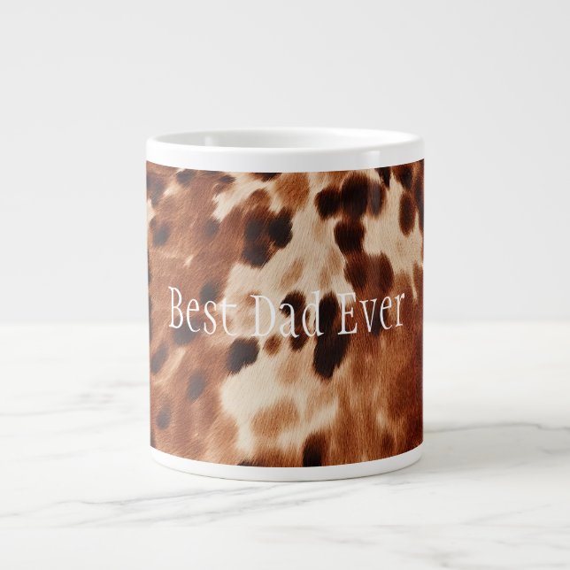 Caneca De Café Grande Escuro Ocidental, Branco, Cowhow (Frente)