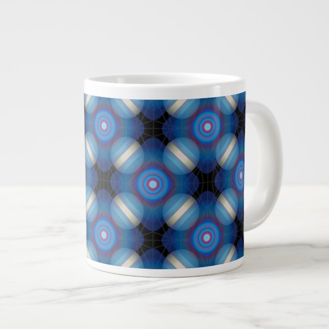 Caneca De Café Grande Espaço Geométrico Azul (Frente Esquerda)