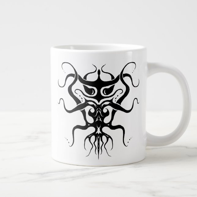 Caneca De Café Grande Espécie alienígena Tatuagem Tribal Design - preto (Direita)