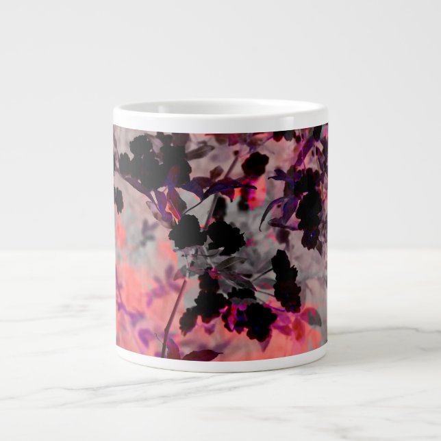 Caneca De Café Grande Espelho das flores pretas vermelhas Arte design (Frente)