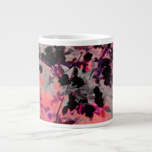 Caneca De Café Grande Espelho das flores vermelhas pretas Arte design