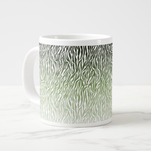 Caneca De Café Grande Espelho de Impressão de Zebra Verde Selvagem (Frente Esquerda)