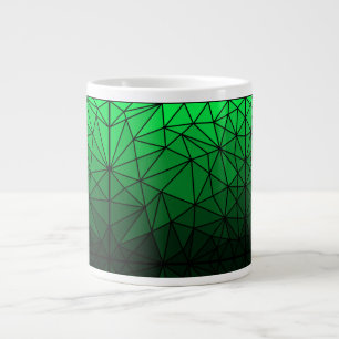 Caneca De Café Grande Espelho de vidro manchado 02.Verde.Linha preta BG