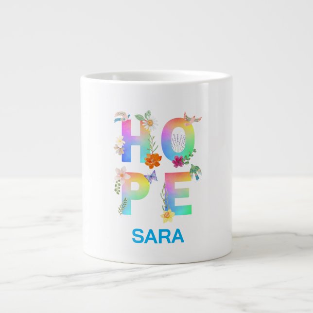 Caneca De Café Grande Esperança de inspiração motivacional artística pos (Frente)
