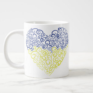 Caneca De Café Grande Espiral espirra mehandi coração cores da bandeira