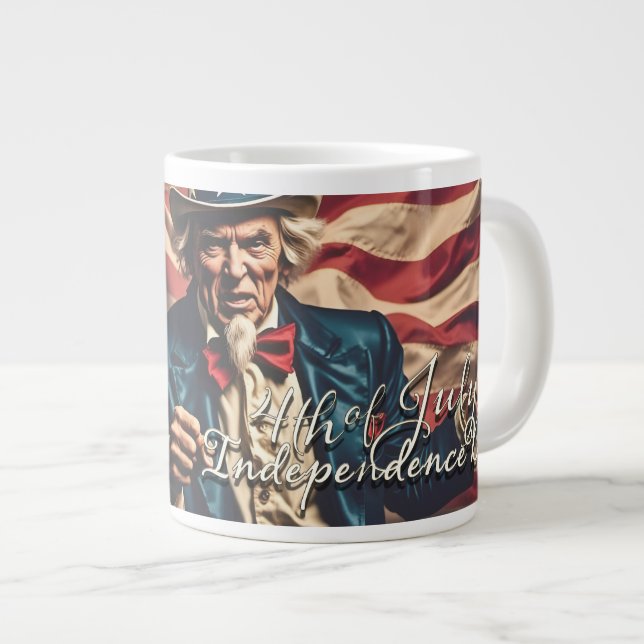 Caneca De Café Grande Espírito de Liberdade em Vermelho, Branco e Azul (Frente Esquerda)