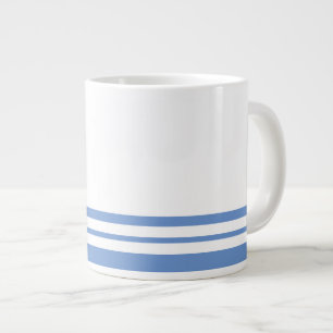 Caneca De Café Grande Esportes Brancos, Luz Azul, Bandas Inferiores