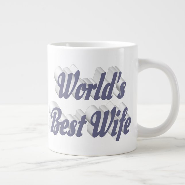 Caneca De Café Grande Esposa com meia-mensagem de cinza (Direita)