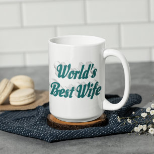 Caneca De Café Grande Esposa com meio texto verde