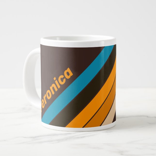 Caneca De Café Grande Espresso Drift Stripes with Name (Frente Esquerda)