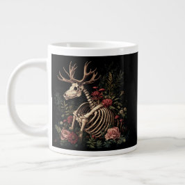 Caneca De Café Grande Esqueleto de veado floral gótico