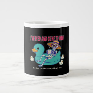 Caneca De Café Grande Esqueleto Sarcástico "Morri e Fui para o 'Tanto Fa