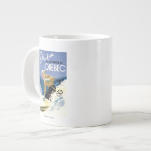 Caneca De Café Grande Esqui feminino - Poster francês e inglês
