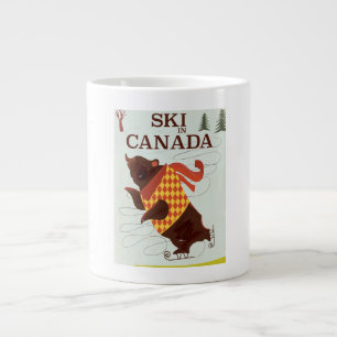 Caneca De Café Grande Esqui na poster de viagens vintage do Canadá