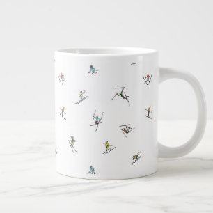 Caneca De Café Grande Esquiadores De Inverno Em Ação