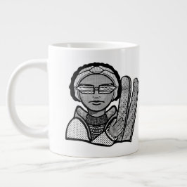 Caneca De Café Grande Esquiando no inverno