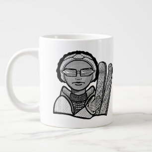 Caneca De Café Grande Esquiando no inverno