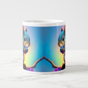 Caneca De Café Grande Esquilo Azul Comendo Uma Fruta-323232