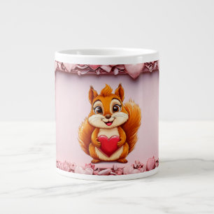 Caneca De Café Grande Esquilo fofo com coração