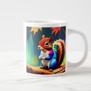 Caneca De Café Grande Esquilo Sentado Colorido Fofo