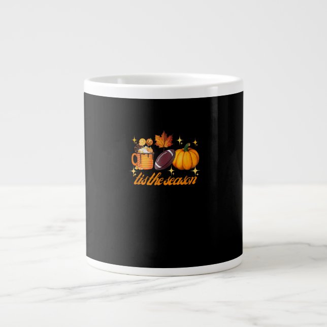 Caneca De Café Grande Esta É A Época Pumpkin Leaf Latte Fall Graças (Frente)